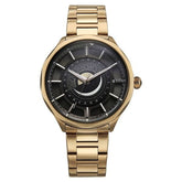 Titan Stellar Analog Men's watch with Sun Moon Phase and Black Dial and Gold Stainless Steel Strap, 10028WM01